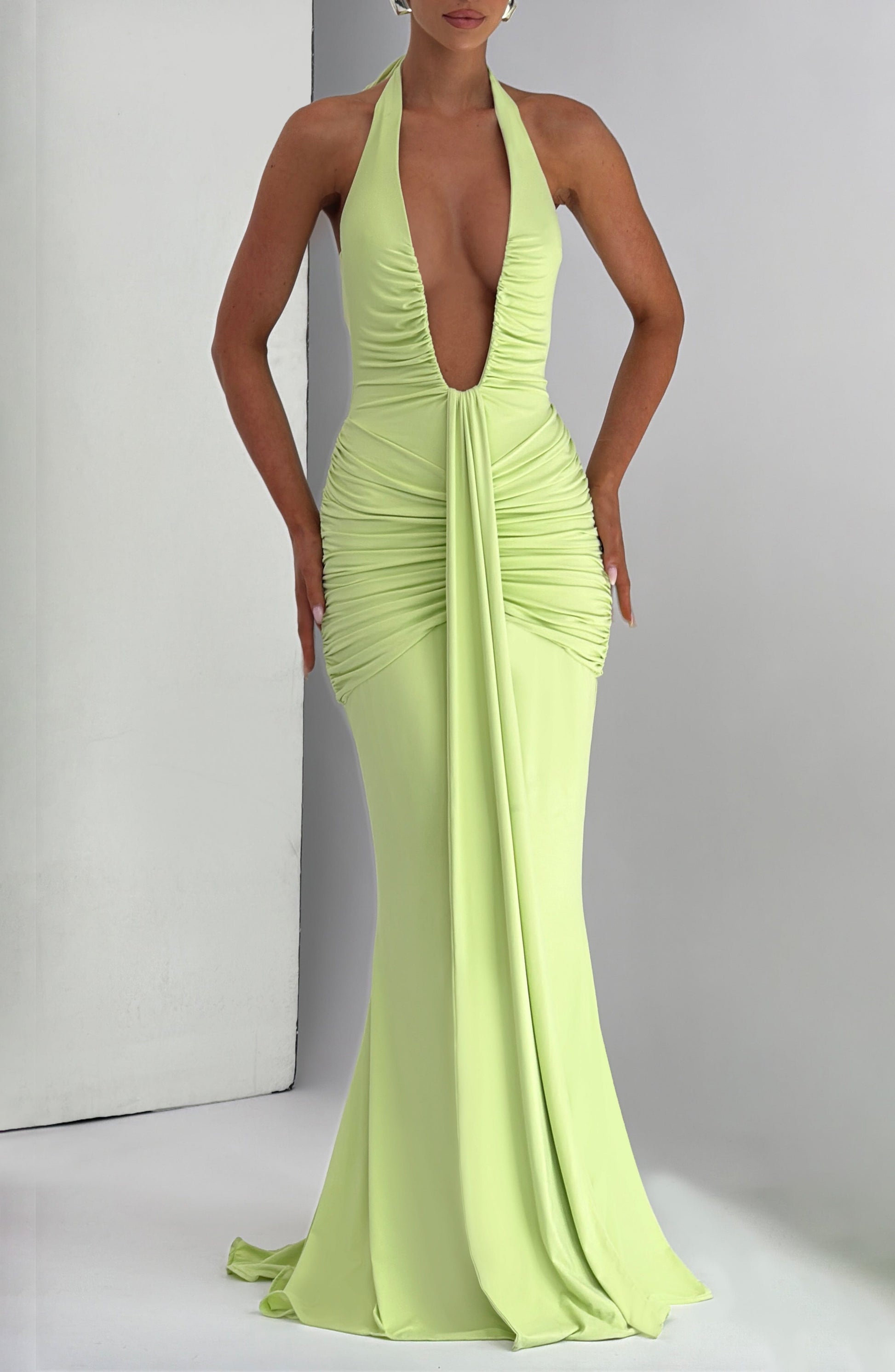 Roxane Robe Longue Vert Citron
