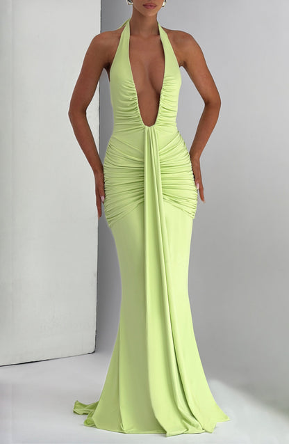 Roxane Robe Longue Vert Citron