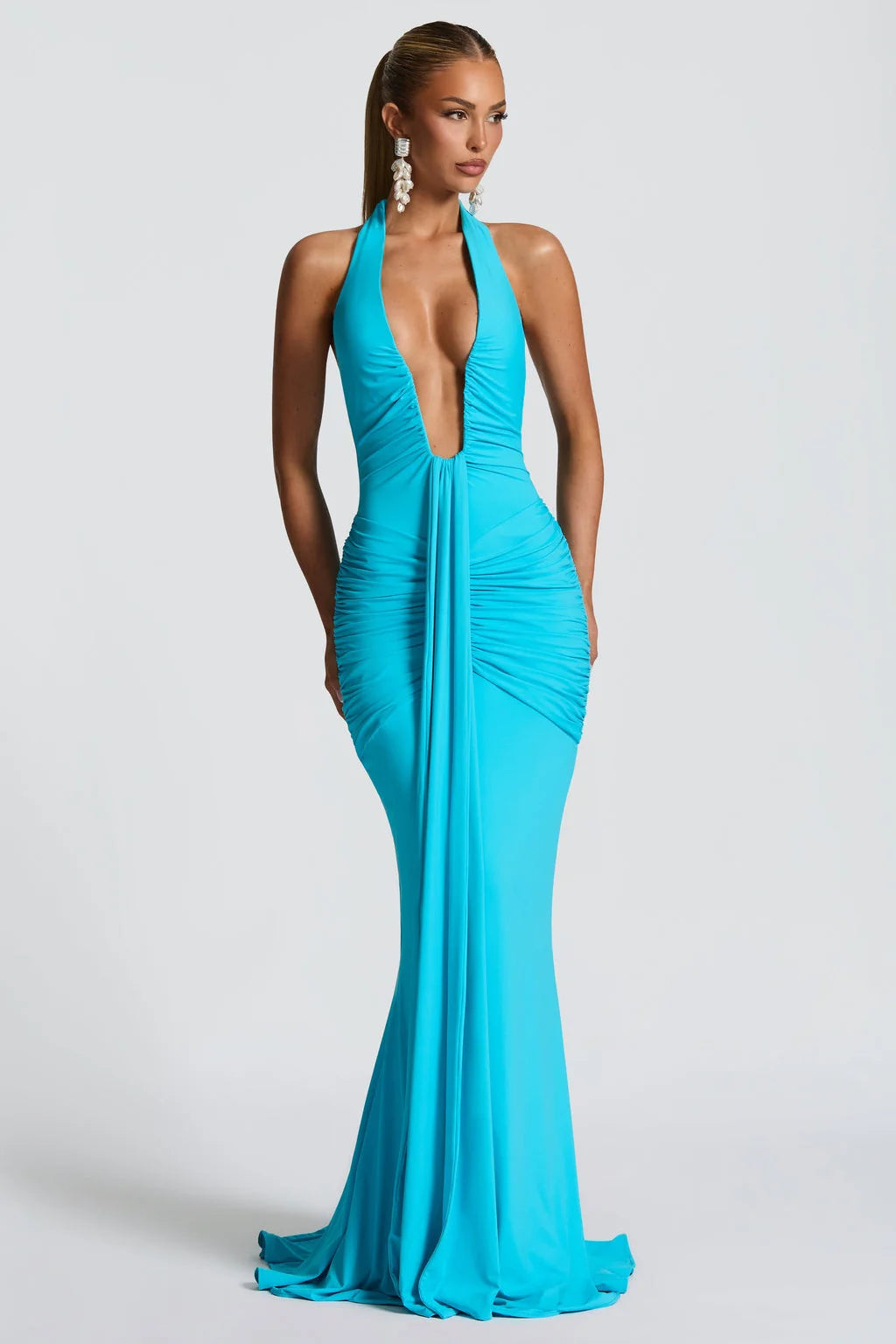 Roxane Robe Longue Bleu Ciel