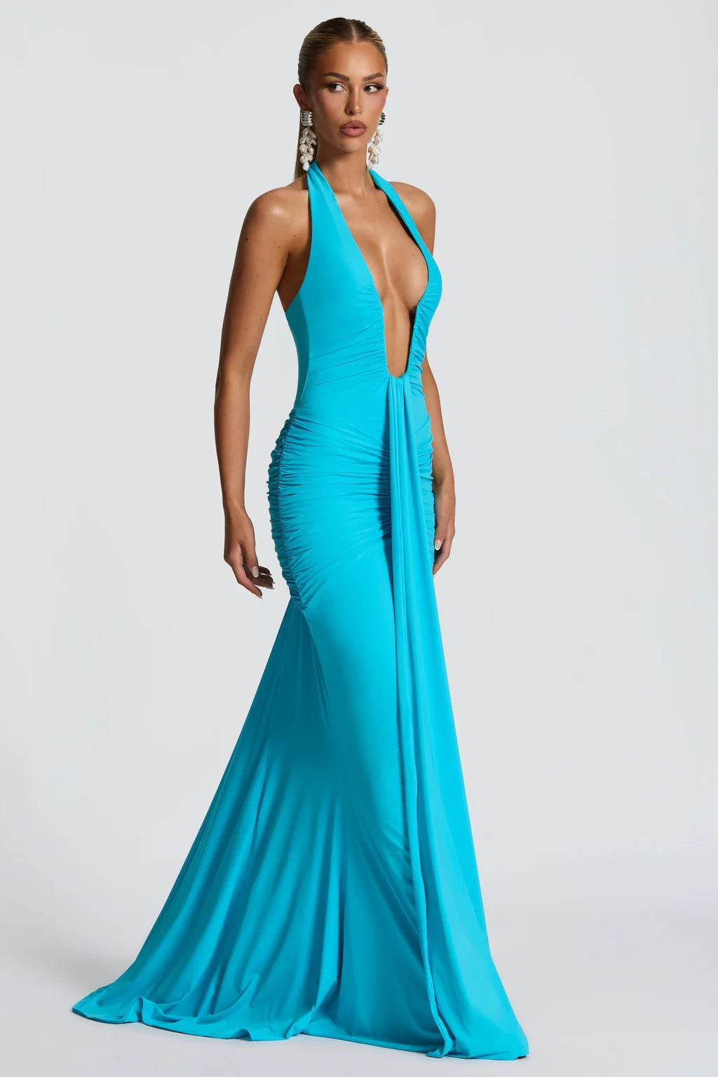 Roxane Robe Longue Bleu Ciel