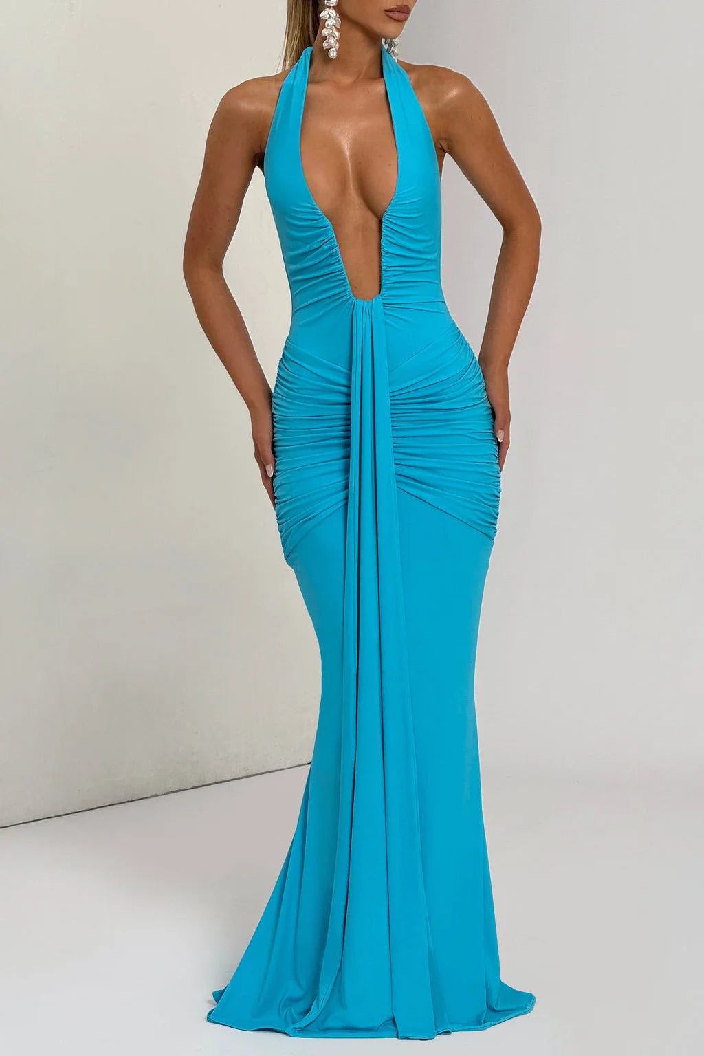 Roxane Robe Longue Bleu Ciel