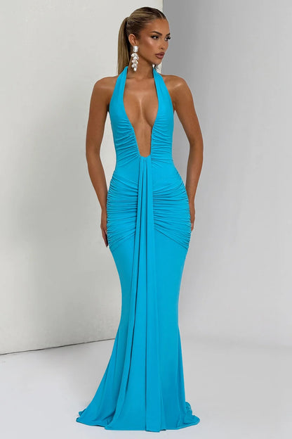Roxane Robe Longue Bleu Ciel