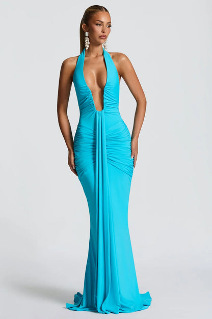 Roxane Robe Longue Bleu Ciel