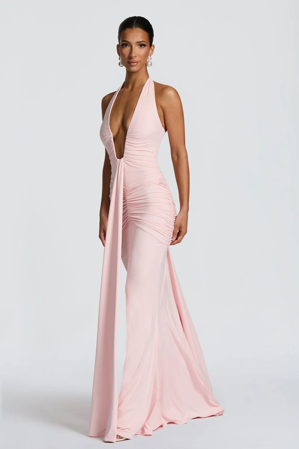 Roxane Robe Longue Rose Poudré