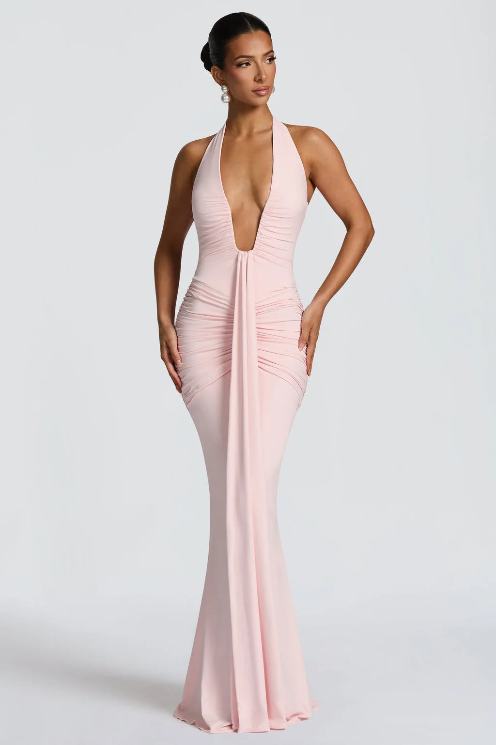 Roxane Robe Longue Rose Poudré