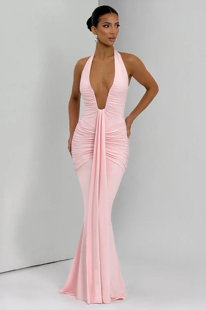Roxane Robe Longue Rose Poudré