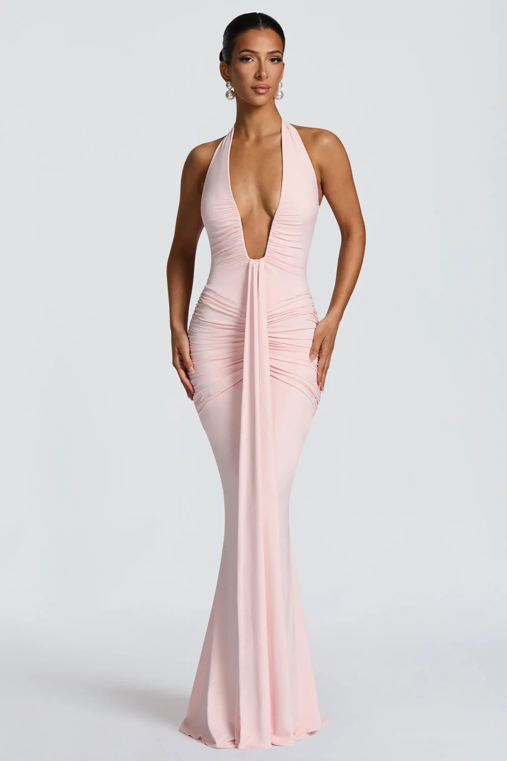 Roxane Robe Longue Rose Poudré
