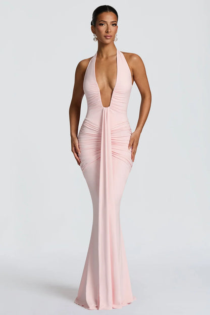 Roxane Robe Longue Rose Poudré