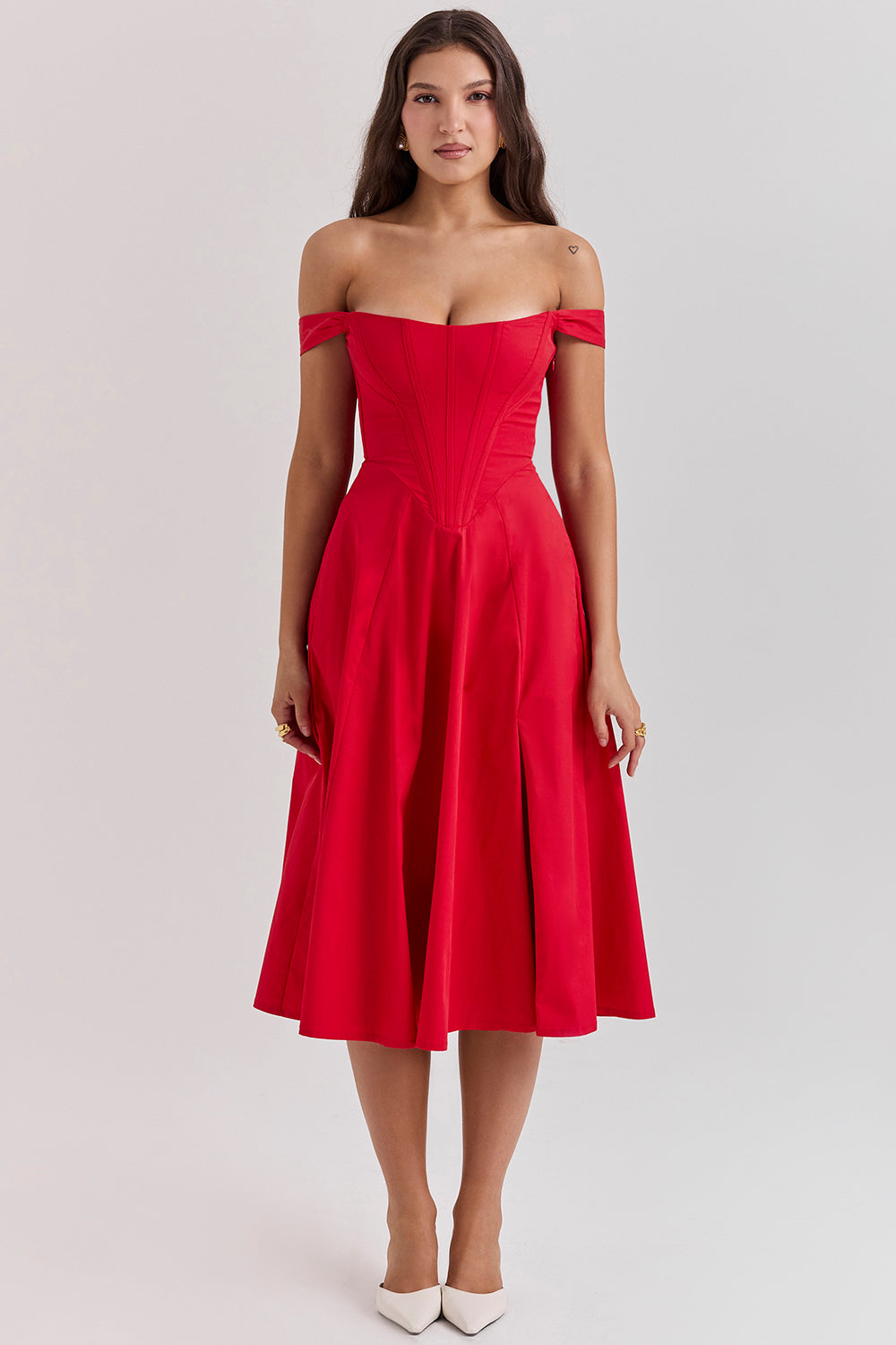 Colombe Robe Mi-Longue Rouge
