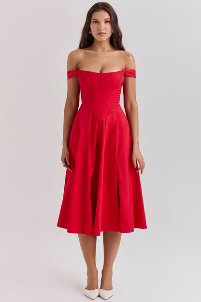 Colombe Robe Mi-Longue Rouge