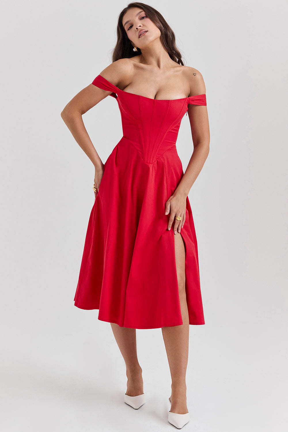 Colombe Robe Mi-Longue Rouge