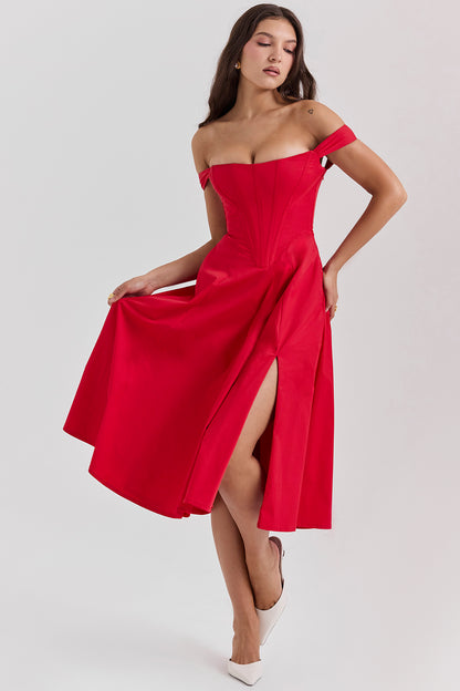 Colombe Robe Mi-Longue Rouge