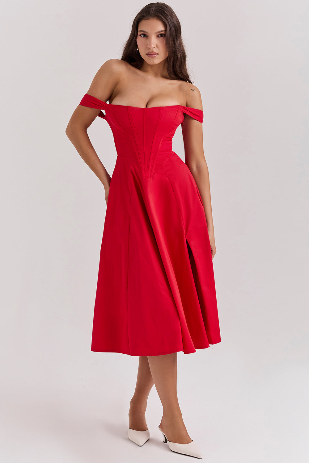 Colombe Robe Mi-Longue Rouge