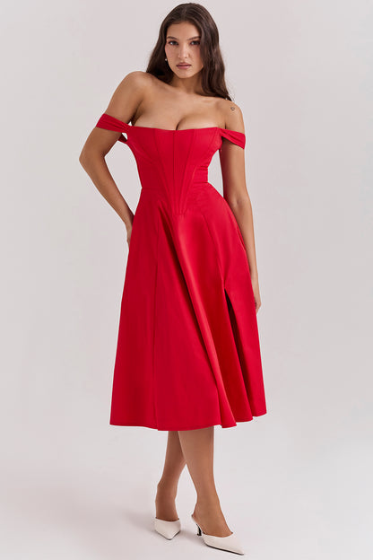 Colombe Robe Mi-Longue Rouge