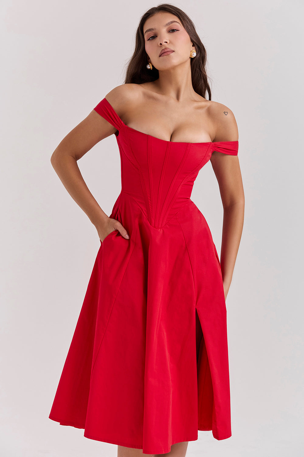 Colombe Robe Mi-Longue Rouge