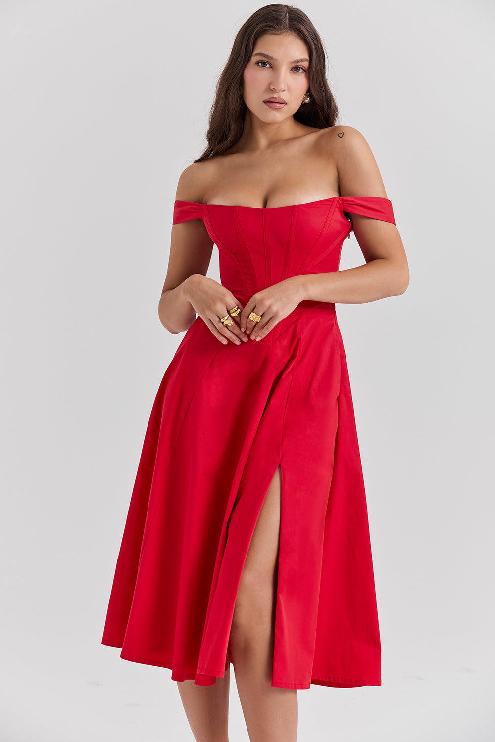 Colombe Robe Mi-Longue Rouge