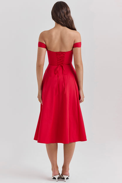 Colombe Robe Mi-Longue Rouge