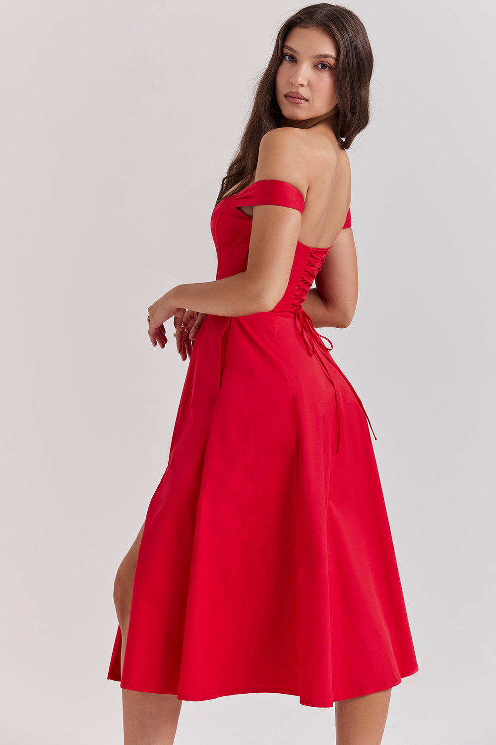 Colombe Robe Mi-Longue Rouge