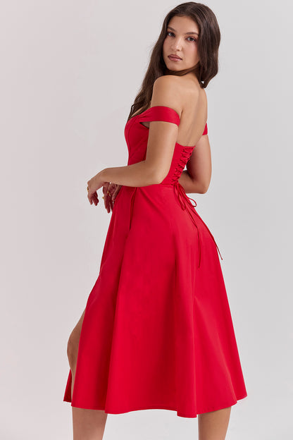 Colombe Robe Mi-Longue Rouge