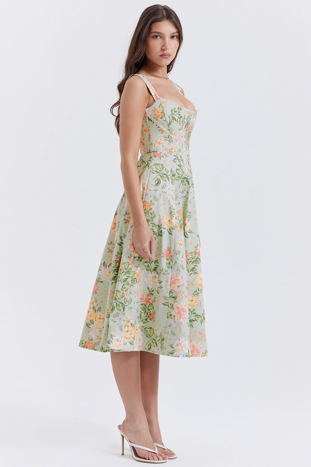 Colombe Robe Mi-Longue Vert Jade