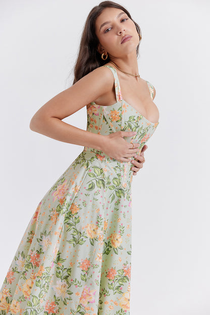 Colombe Robe Mi-Longue Vert Jade