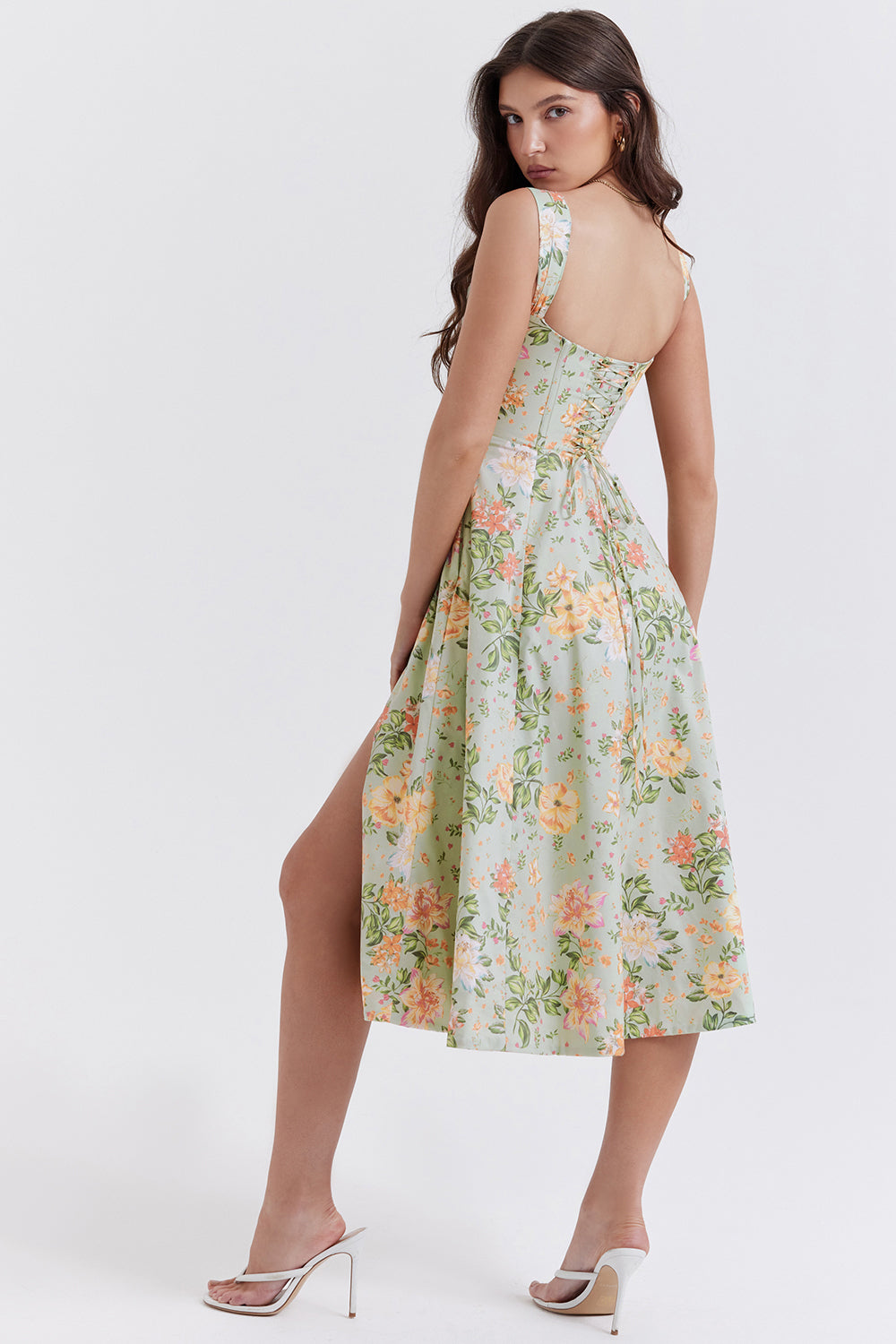 Colombe Robe Mi-Longue Vert Jade