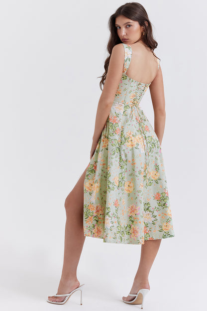 Colombe Robe Mi-Longue Vert Jade