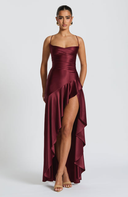 Samira Robe Longue - Cherry Lacquer