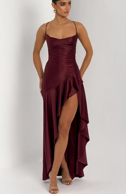 Samira Robe Longue - Cherry Lacquer