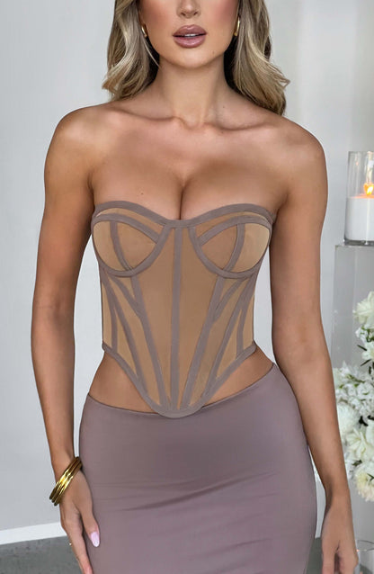 Santanna Corset - Chocolate/Nude