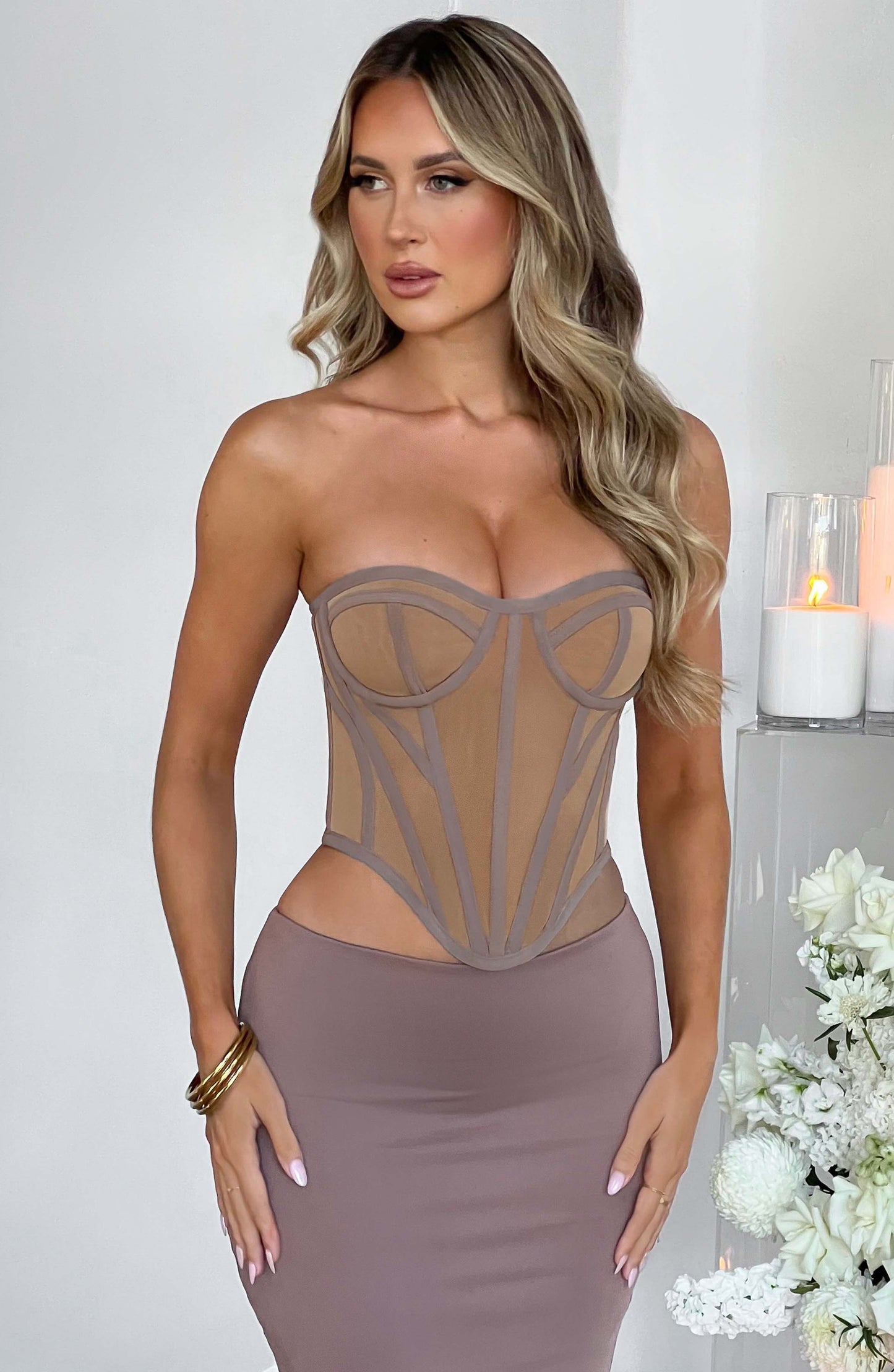 Santanna Corset - Chocolate/Nude