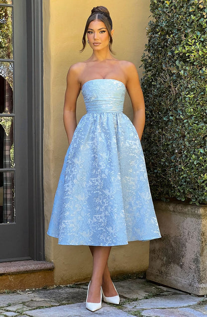 Robe mi-longue Saoirse - Bleu