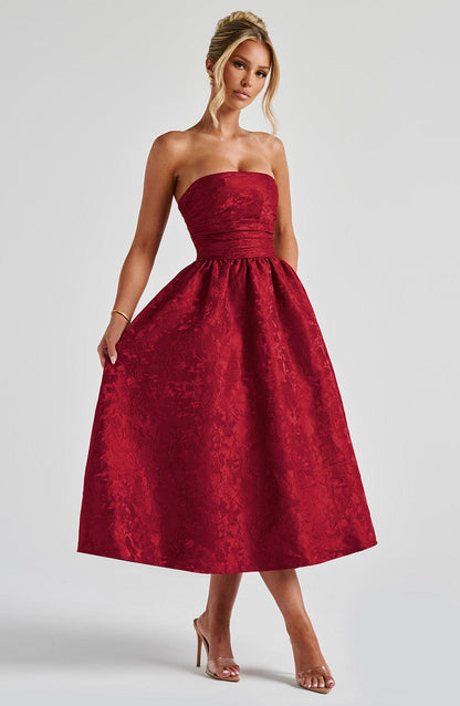 Robe mi-longue Saoirse - Rouge