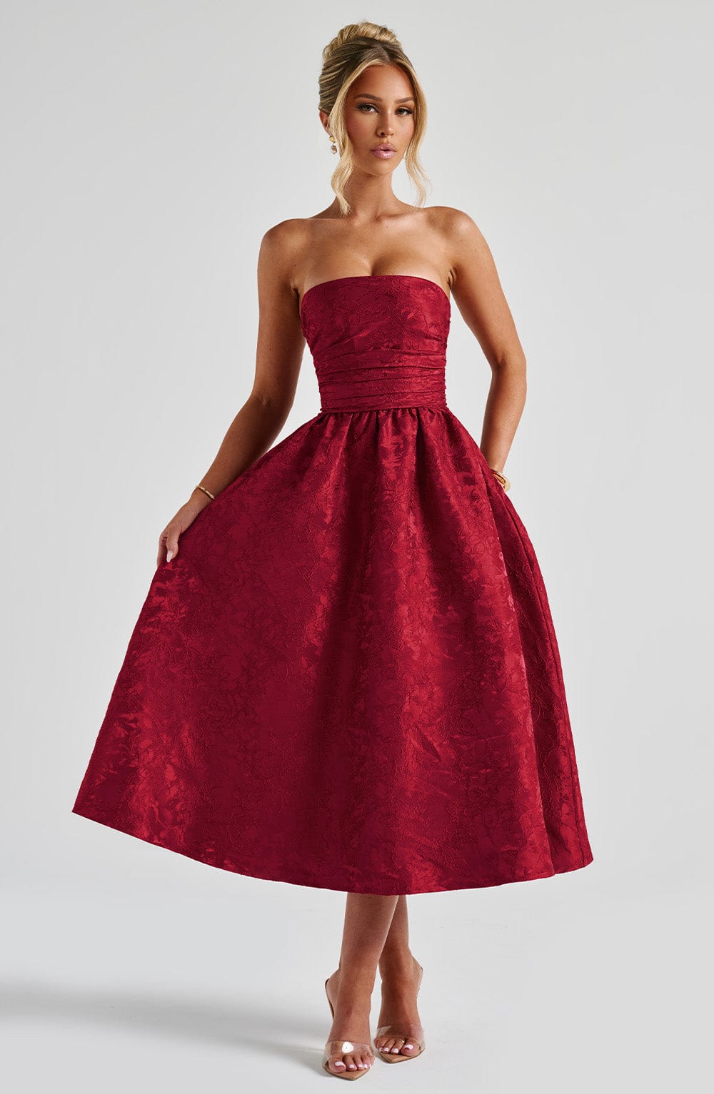 Robe mi-longue Saoirse - Rouge