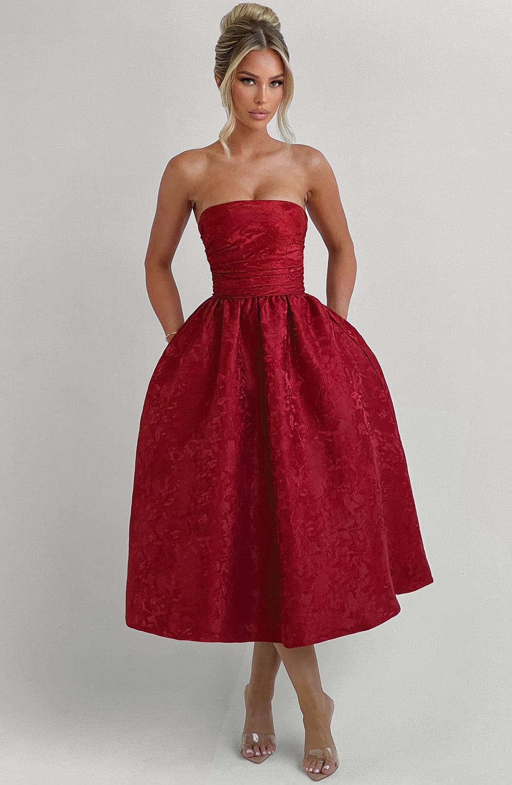 Robe mi-longue Saoirse - Rouge