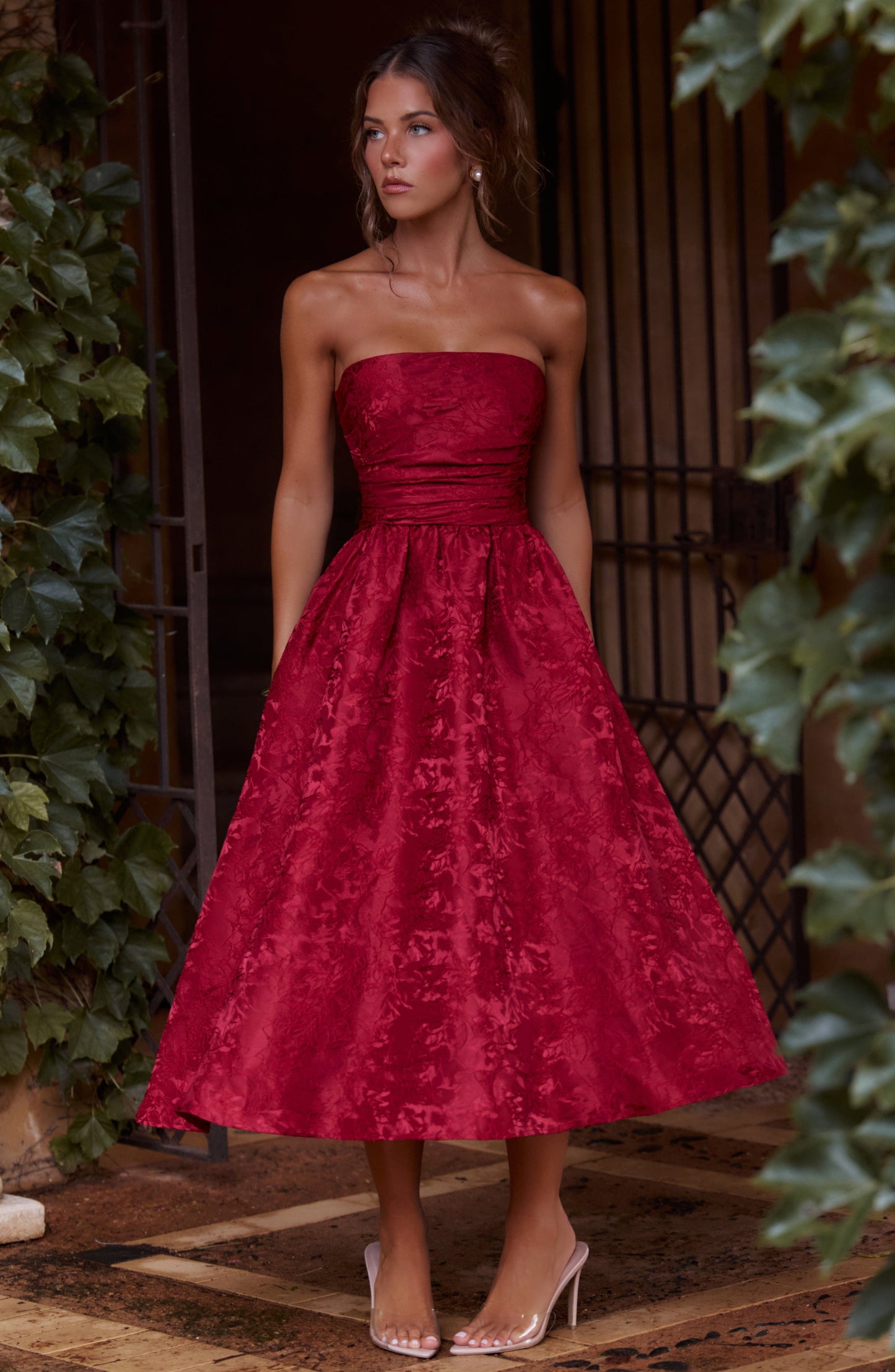 Robe mi-longue Saoirse - Rouge