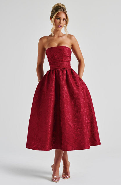 Robe mi-longue Saoirse - Rouge