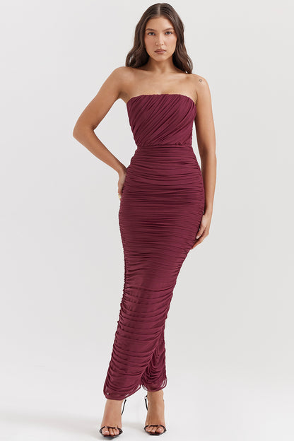 Alizée Robe Longue Bordeaux