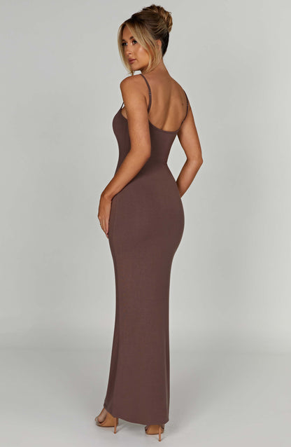 Robe longue Saskia - Chocolat