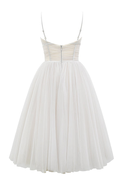 Roseline Robe Mi-Longue Ivoire