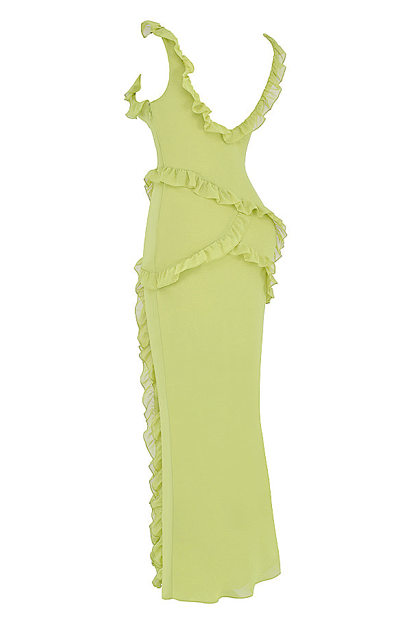 Maëva Robe Longue Vert Citron