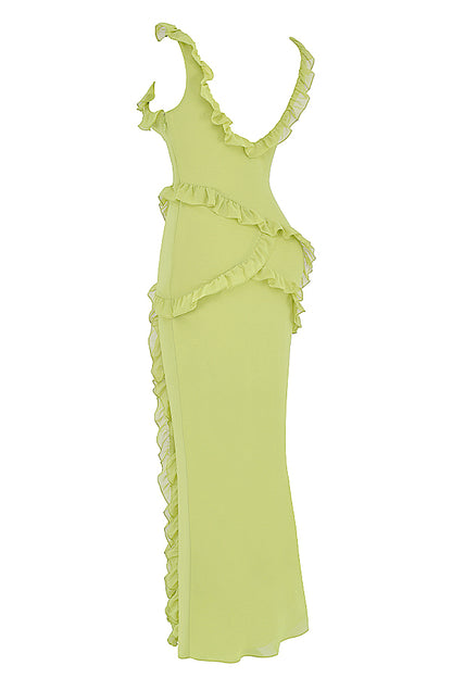 Maëva Robe Longue Vert Citron