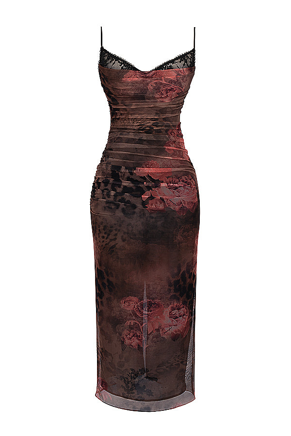 Naïla Robe Mi-Longue Imprimé Léopard