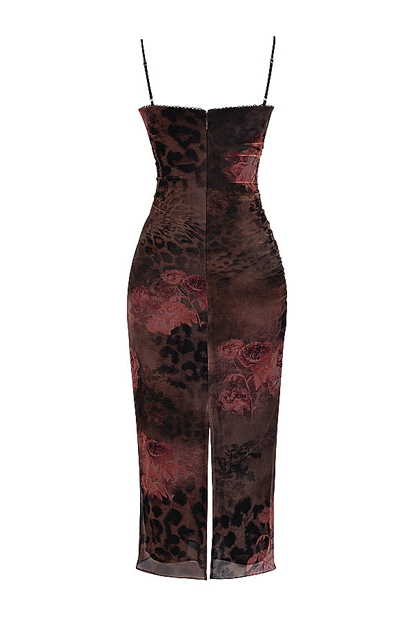 Naïla Robe Mi-Longue Imprimé Léopard