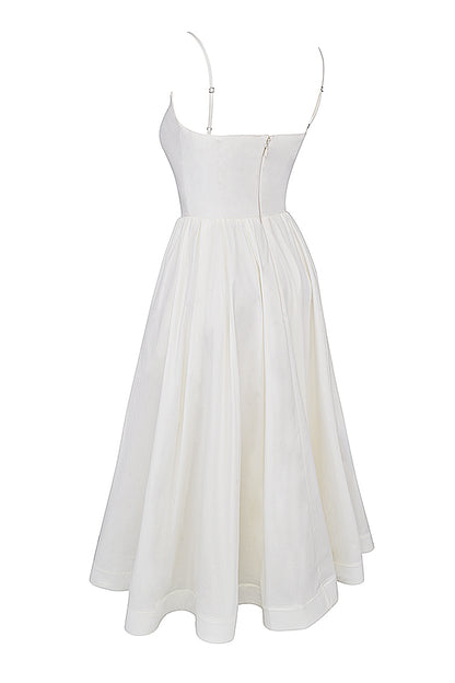 Faustine Robe Mi-Longue Ivoire