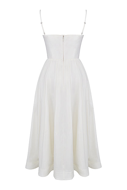 Faustine Robe Mi-Longue Ivoire