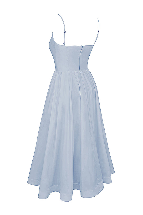 Faustine Robe Mi-Longue Bleu Ciel