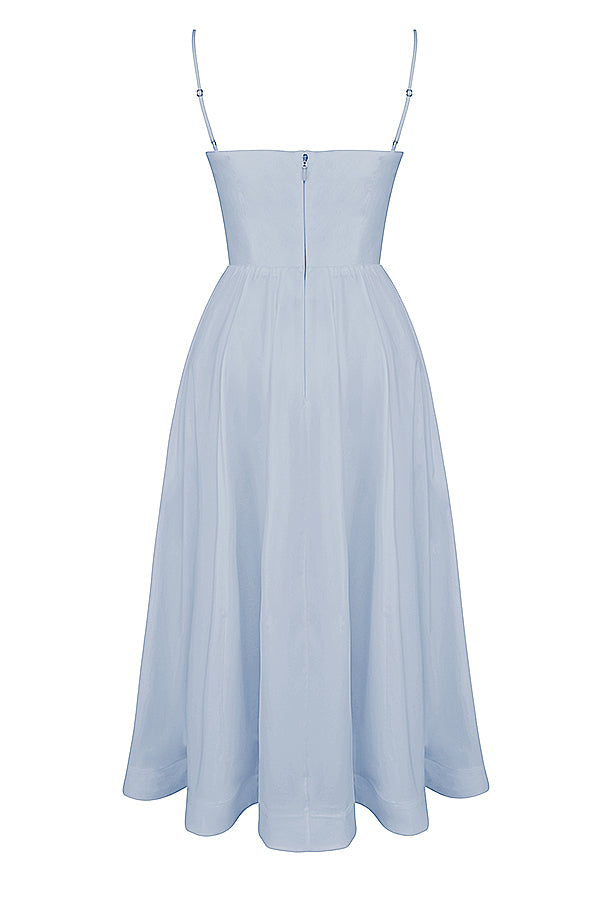 Faustine Robe Mi-Longue Bleu Ciel
