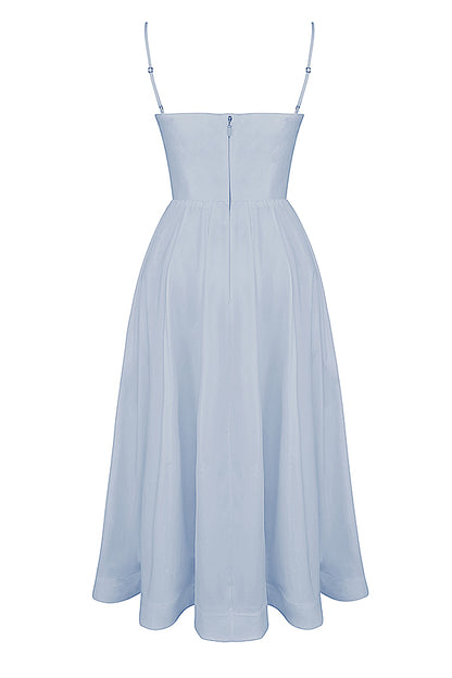 Faustine Robe Mi-Longue Bleu Ciel