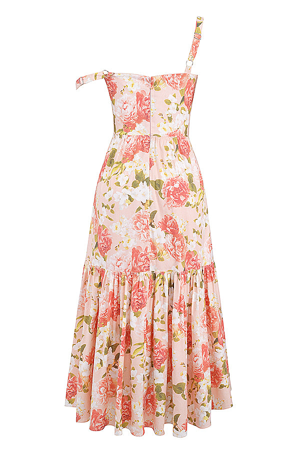 Coline Robe Mi-Longue Rose Pivoine